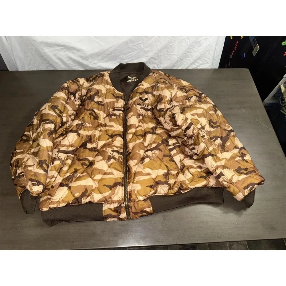 AVIREX Mens Reversible Camo Brown Camouflage‎ Army Outdoor Jacket Eagle XXXL 3XL